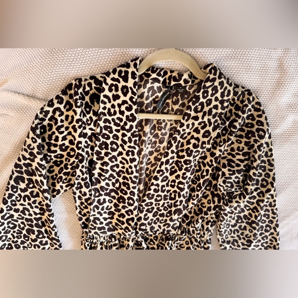 SOMETHING NAVY Brown Leopard Print Swim Coverup Robe Kimono Wrap - Picture 14 of 14